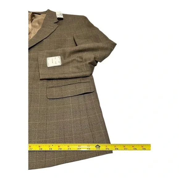 NWT Jos. A. Bank‎ Men's 46R Brown Silk Wool Plaid 2-Button Executive Jacket